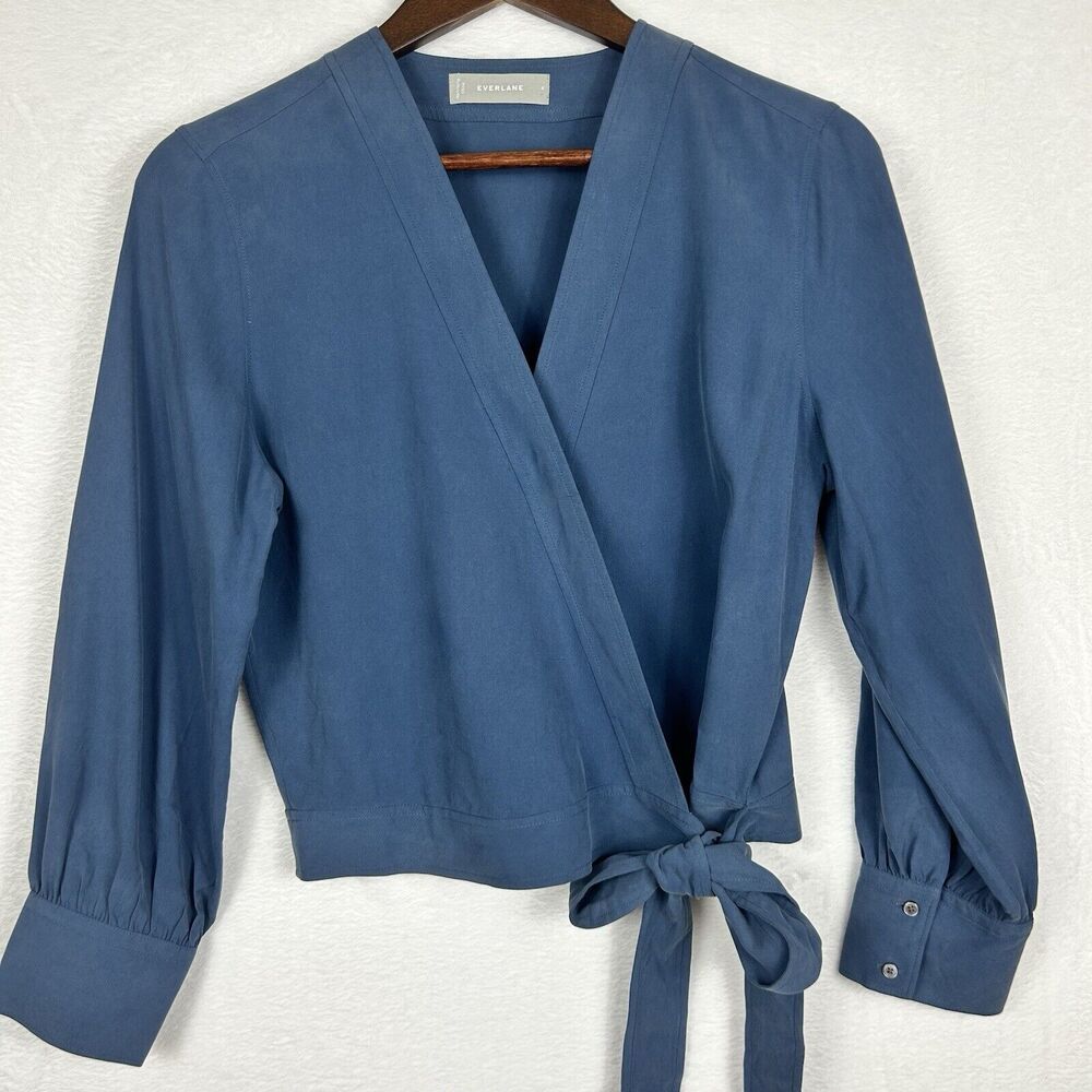 Everlane Blue Wrap Blouse